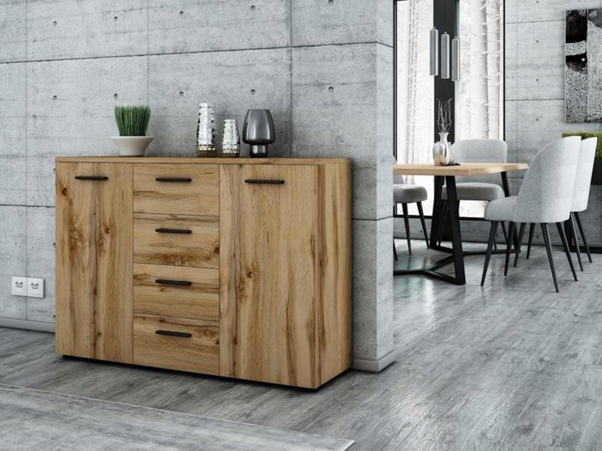 KOMMODE Helena 2D4S Wotan Eiche 120/35/84,5 cm - Eiche Wotan, Holzwerkstoff (120/84.5/35cm) - Matkam Möbel