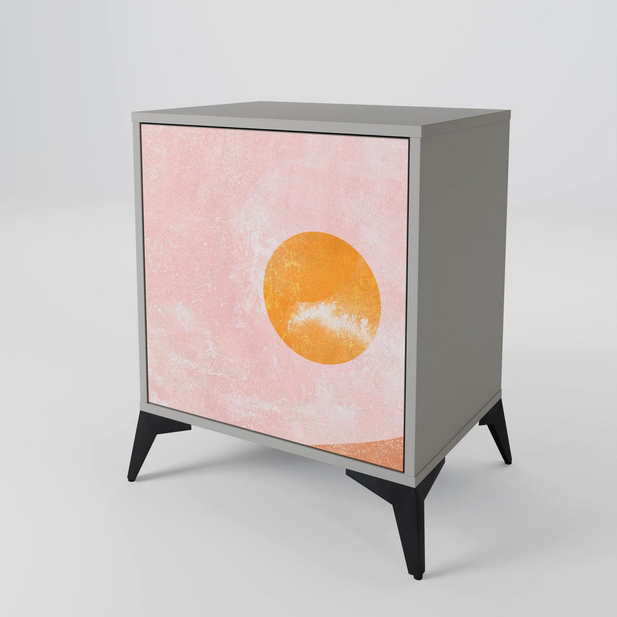 SIDEBOARD LUMINOUS SUNLIGHT, Grau, 57,5x42x67,5 cm, Schwarze Metall-Rahmenfüße - Multicolor/Schwarz, Holzwerkstoff/Metall (57.5/67.5/42cm) - SpaceRebels
