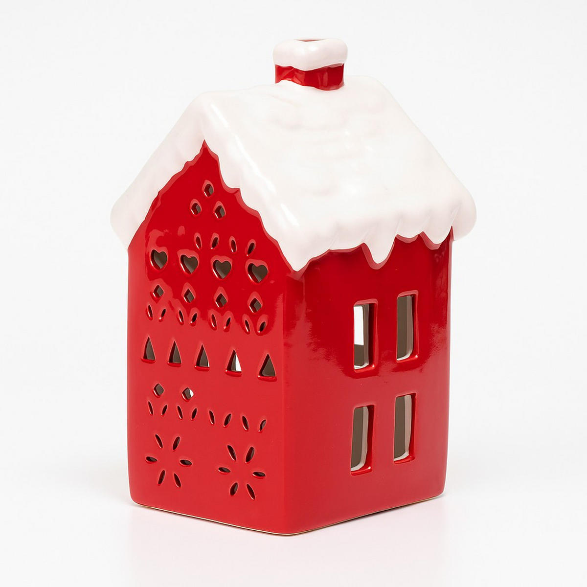 LED-LAMPE Hausform 13 cm - Rot, Keramik (7/12.7/7.7cm) - Home Styling Collection