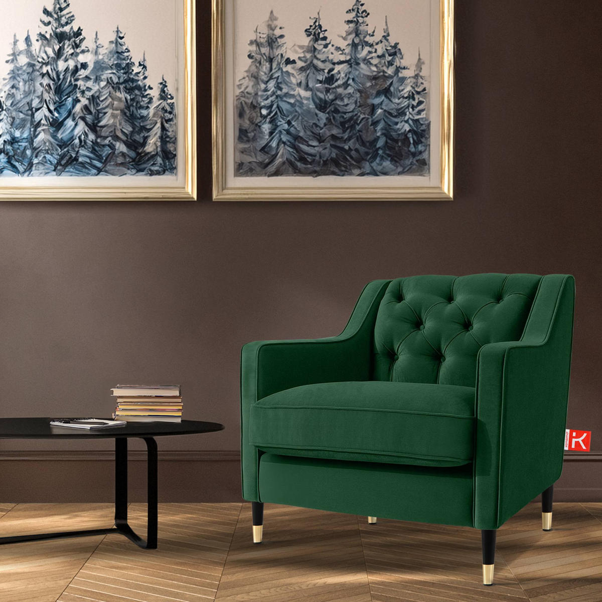 SESSEL NOMUS Kunstleder, gesteppt, Dunkelgrün - Wengefarben/Dunkelgrün, Holz/Holzwerkstoff (77/78/80cm) - KONSIMO®