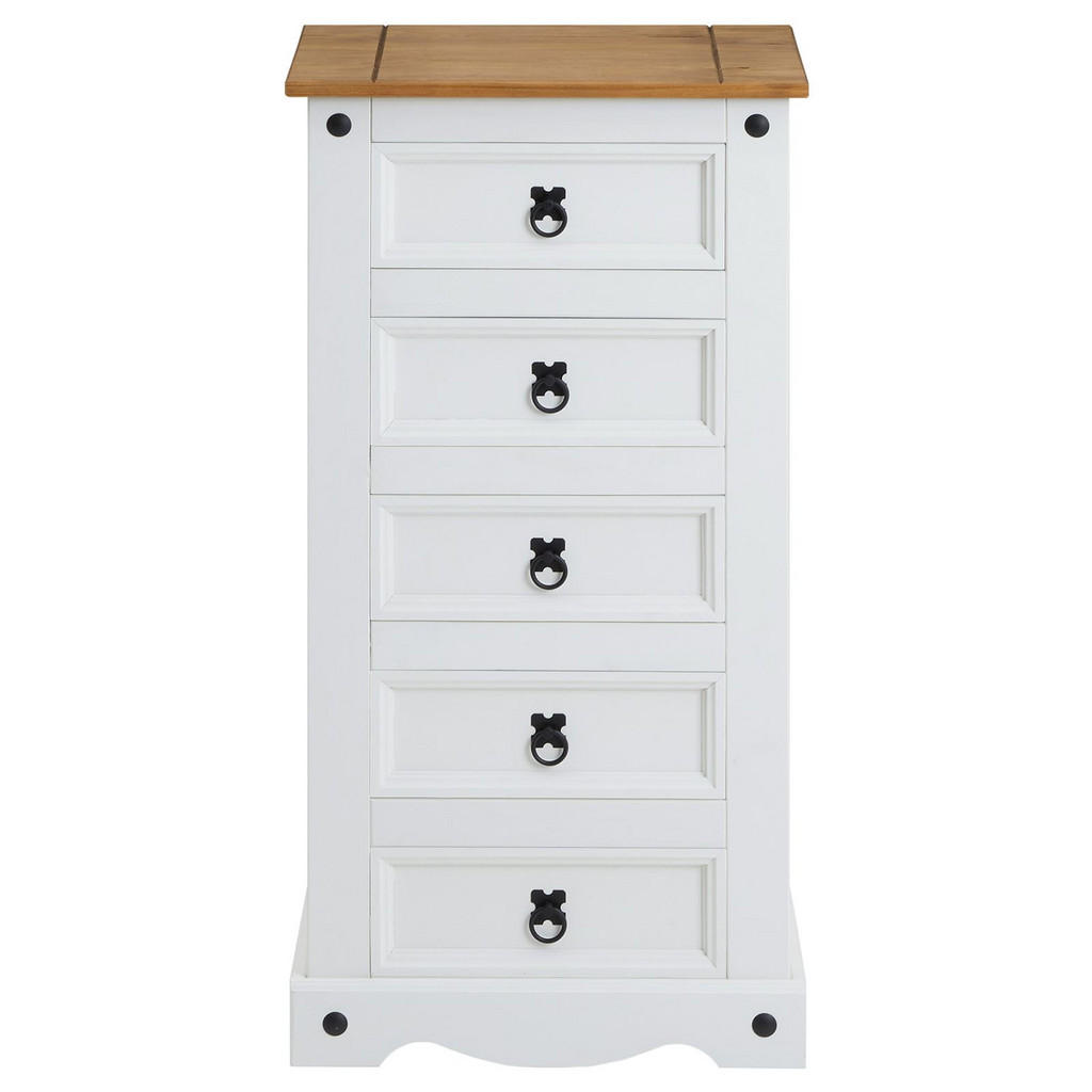 Thumbnail - CARO-Möbel Kommode, Weiß, Braun, Holz, Kiefer, Vintage, 53x104x39 cm, Wohnzimmer, Kommoden & Sideboards, Kommoden