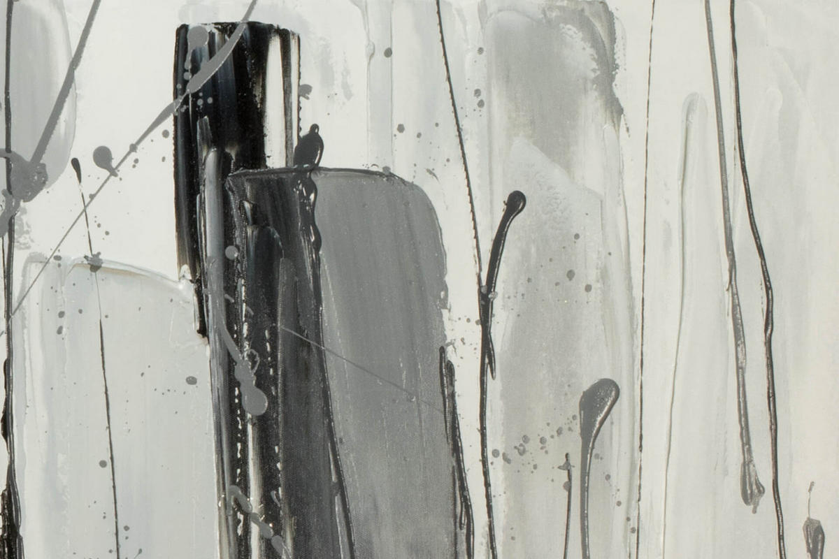 ACRYLBILD HANDGEMALT 150/50 cm - Schwarz/Grau, Holz/Textil (150/50cm) - KUNSTLOFT