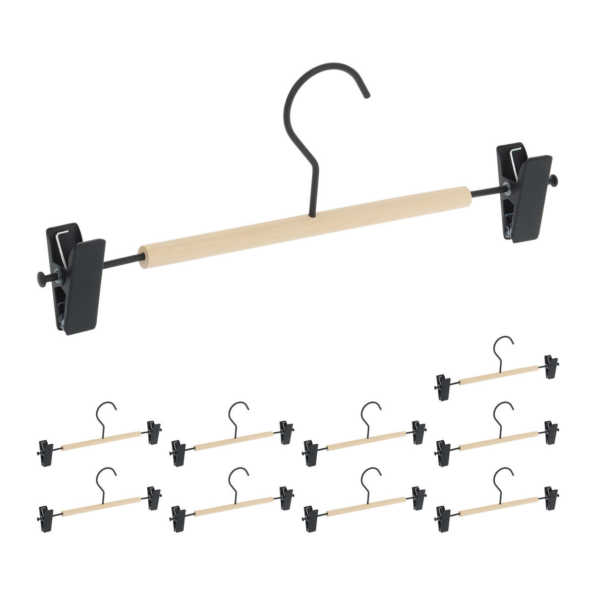 10XOBEŠALNIK za hlače - večbarvno, kovina/les (30.5/11.5/3cm) - Relaxdays