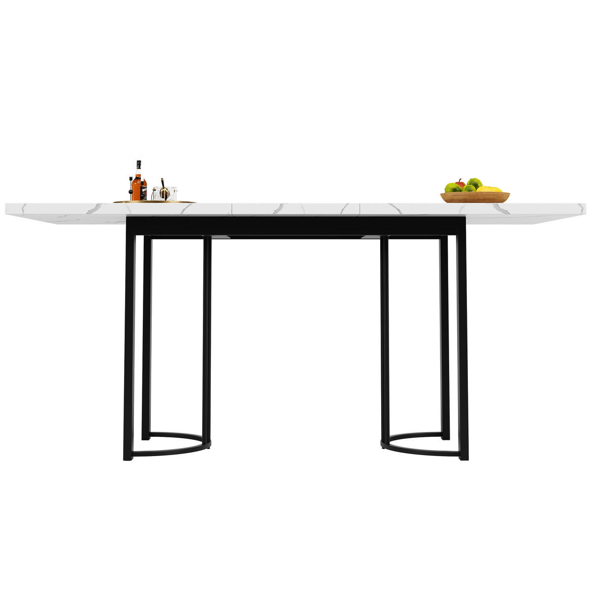 ESSTISCH Teleskoptisch 140/80/75,5 cm schwarz/weiß mit MDF und Metall - Weiß, Holzwerkstoff (140/80/75.5cm) - OKWISH