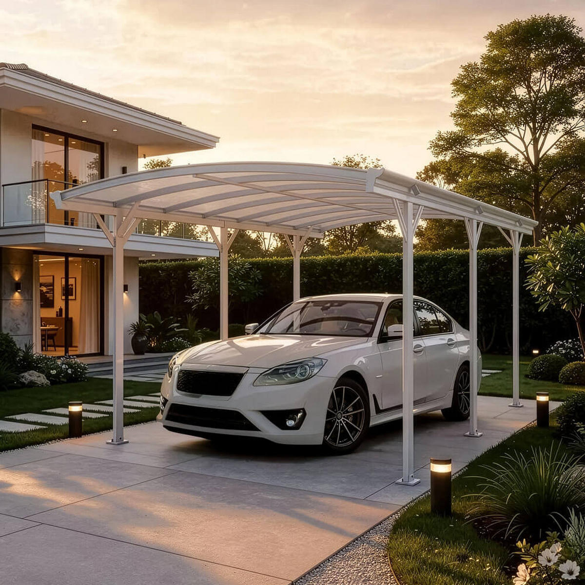 DESIGN Carport FALO - 505 x 300 cm Weiß - Weiß, Kunststoff/Metall (300/240/505cm) - Home Deluxe