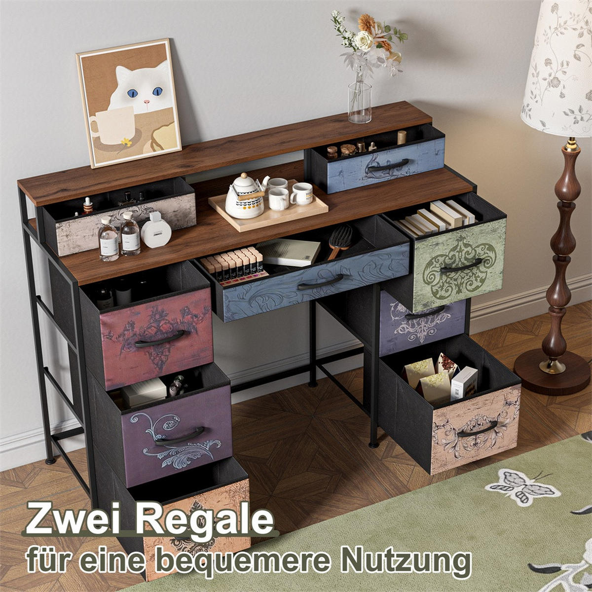 KOMMODE - Schlafzimmerkommode mit vielseitigem Regalsystem und großen Schubladen - Schubladenschrank - Multicolor, Holzwerkstoff (40/91.2/121cm) - DELFA