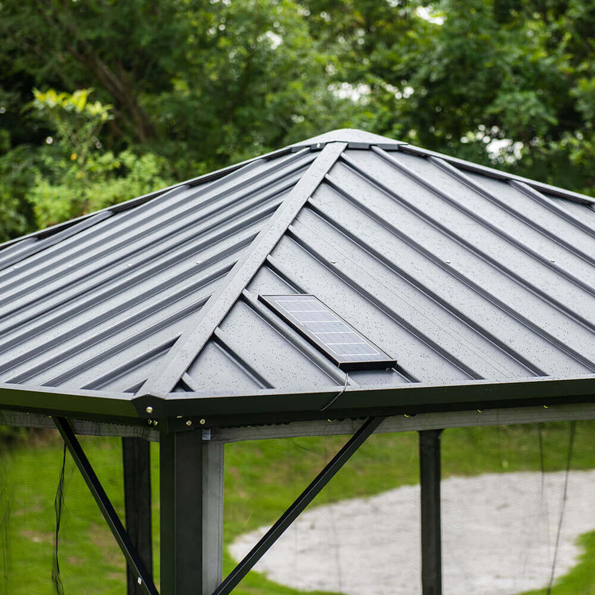 LED Solar Pavillon AZUR - 300 x 270 cm - Anthrazit, Metall (298/268/298cm) - Home Deluxe