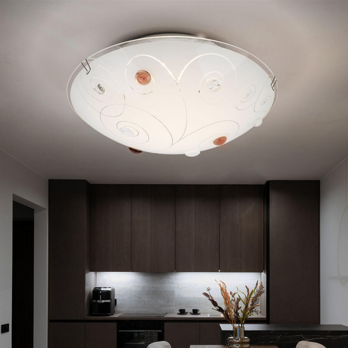 LED DECKENLEUCHTE Glas Weiß INKA - Weiß, Glas (25/25/7.5cm) - Globo Lighting