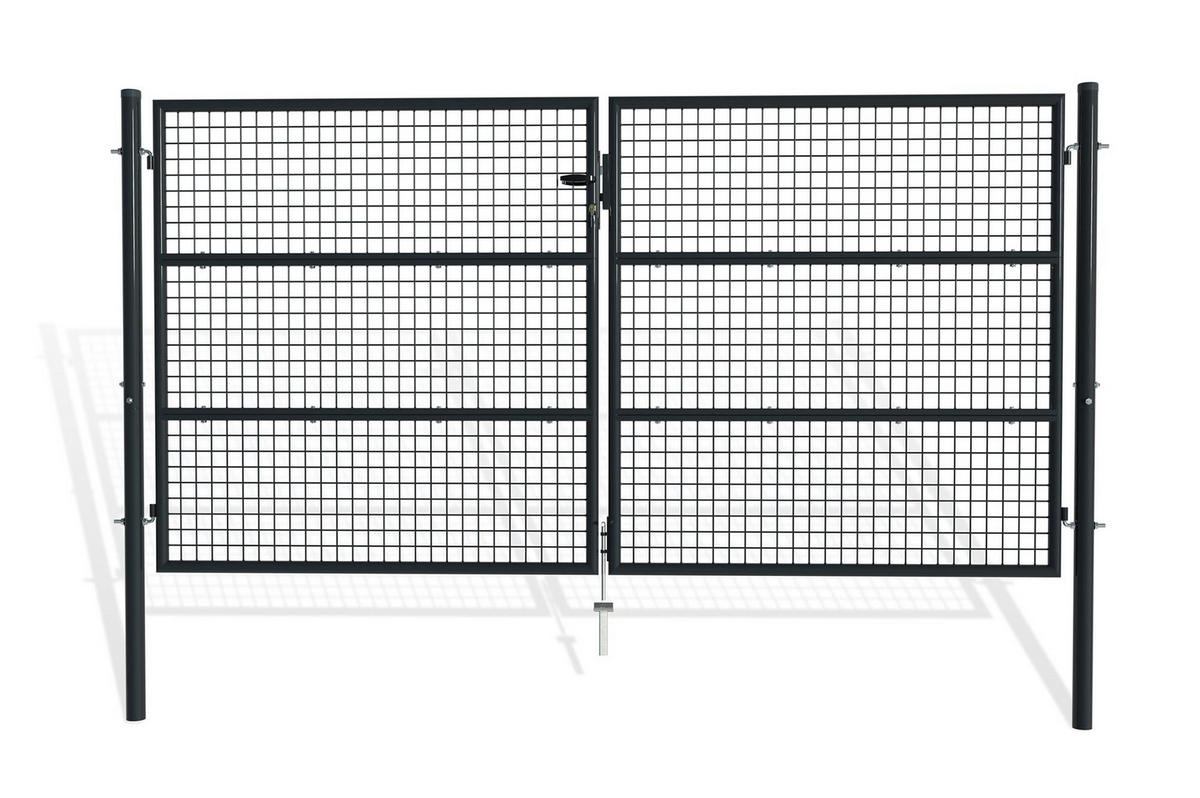 ZAUNTOR Olga Grau 3m H.150cm + TÜRCHEN 1m H.150cm - Grau, Metall (306/156cm) - Casanoov