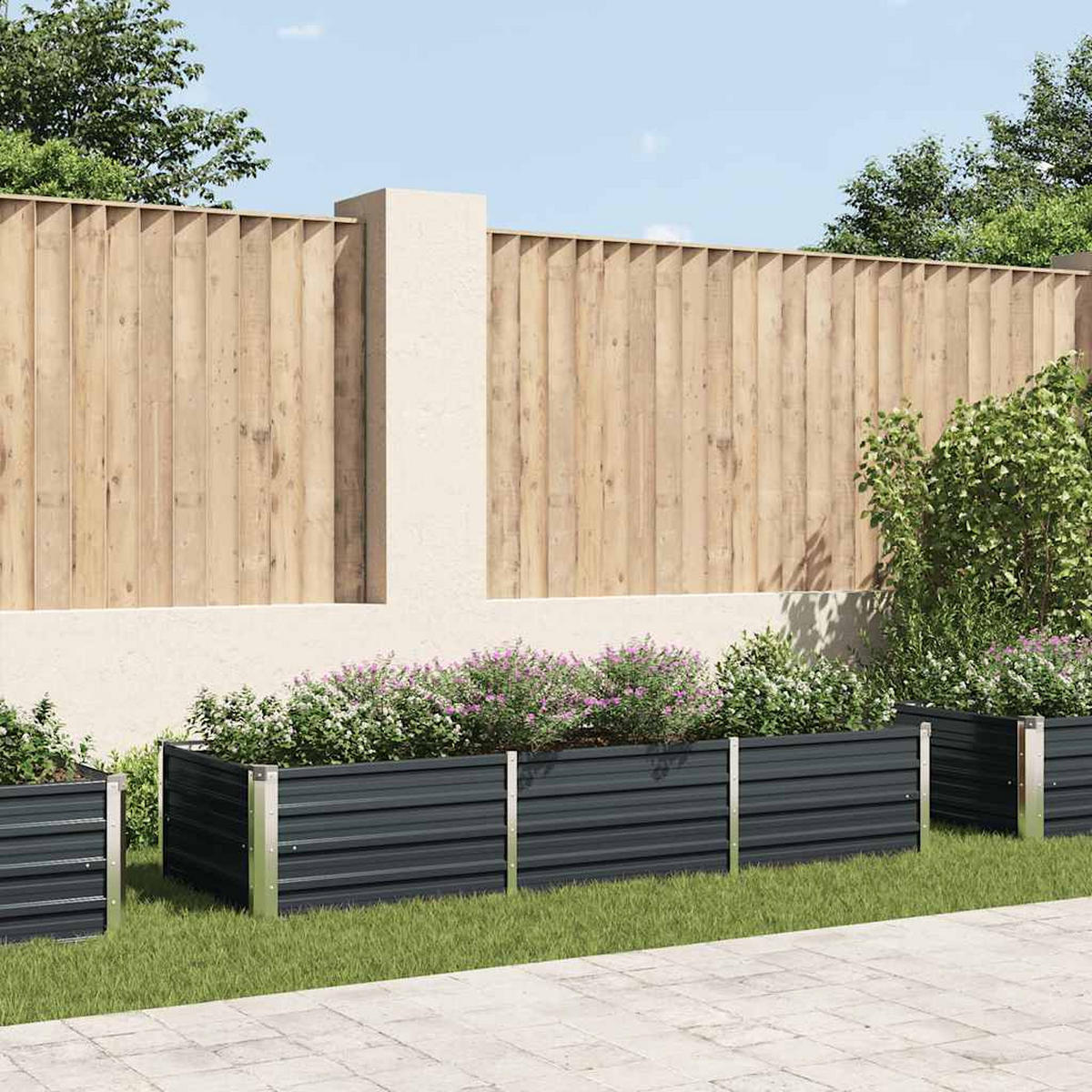 HOCHBEET für Garten OSKAR Anthrazit 240x80x45 cm Metall - Anthrazit, Metall (240/45/80cm) - DELUKE