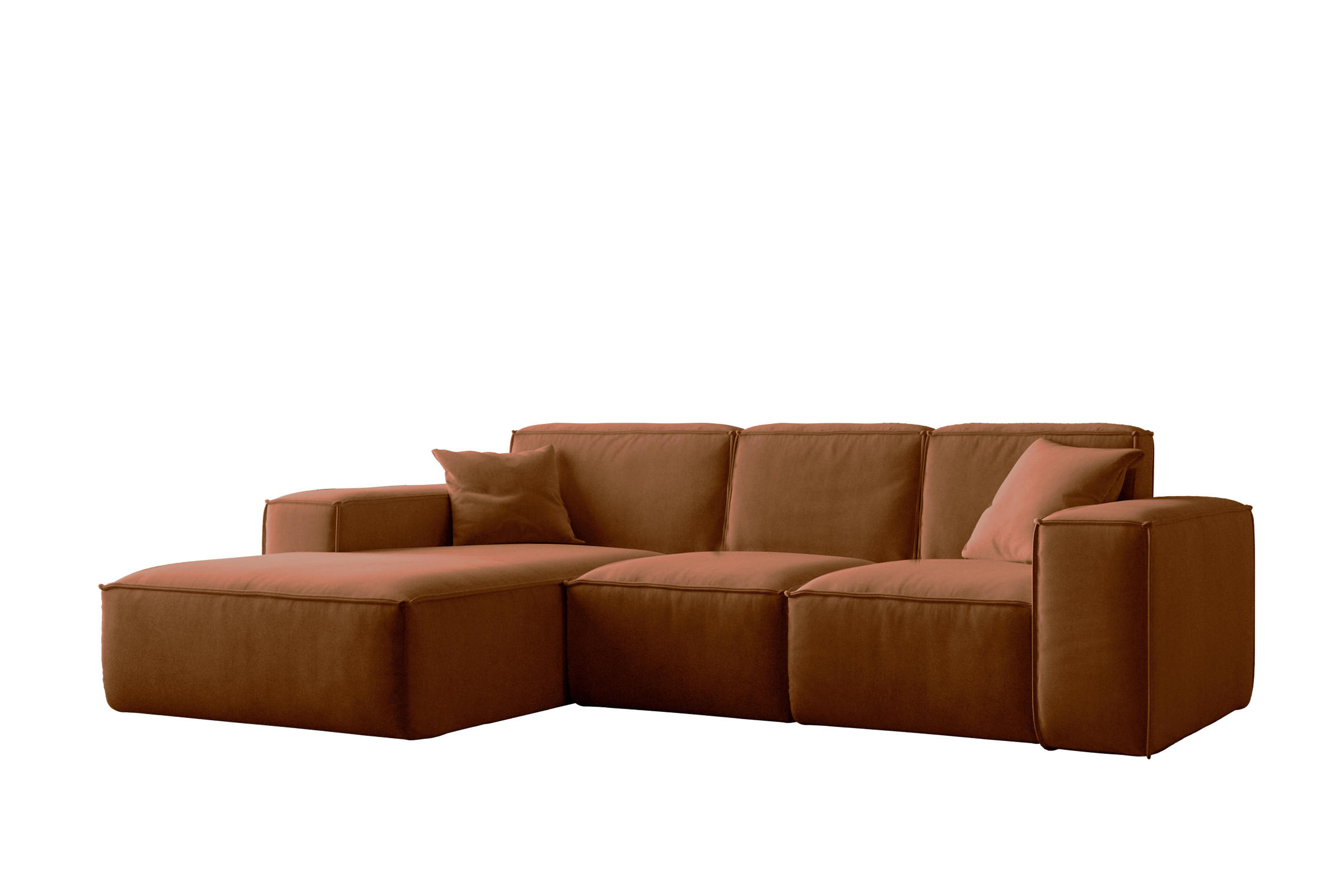 ECKSOFA L-Form Siena Stoff Salvador Kupfer Links - Orange, Holz (165/266cm) - Kaiser Möbel