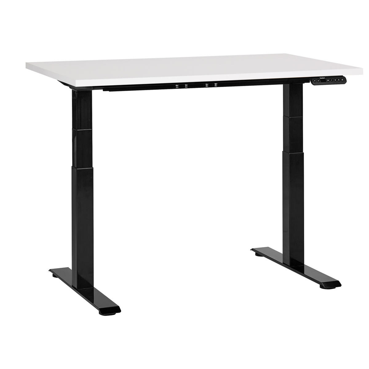 SCHREIBTISCH weißschwarz 120/72 cm elektrisch höhenverstellbar Destin III - Schwarz/Weiß, Holz (72/120/63cm) - Beliani