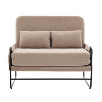 SCHLAFSOFA 2-Sitzer umbaubar mit Metallgestell, DE-42601, Khaki - Sandfarben, Metall (104/92/85cm) - ComfortXL
