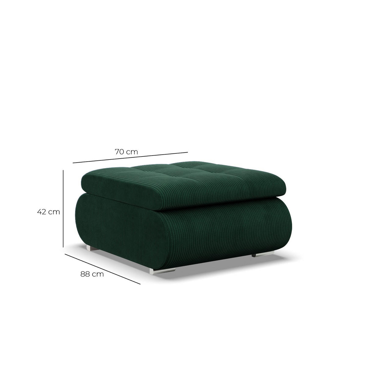SITZPOUF FÜR DAS WOHNZIMMER FORESTA, Cord - Dunkelgrün - Grün, Textil (88/42/70cm)