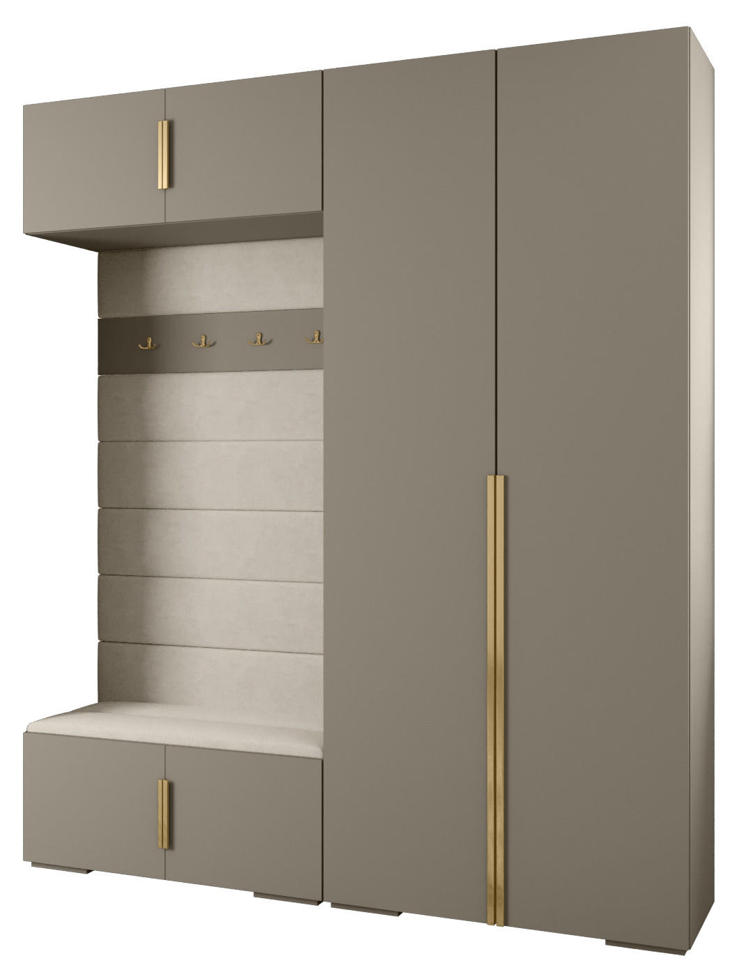 Abiks Möbel Garderoben-Set Kaschmir, Weiß, Gold 200x236.7x47 cm