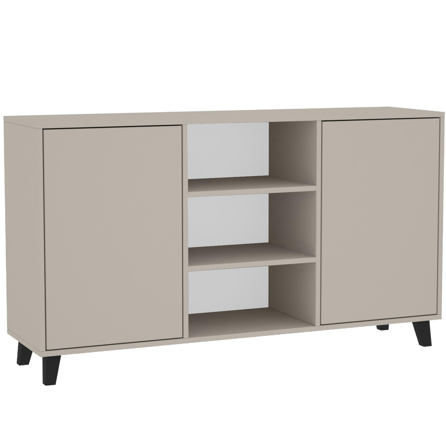 KOMMODE Home mit 2 Türen und 2 Regale, ohne Griffe, Kaschmir - Kaschmir/Schwarz, Holzwerkstoff (150/85/40cm) - Beautysofa