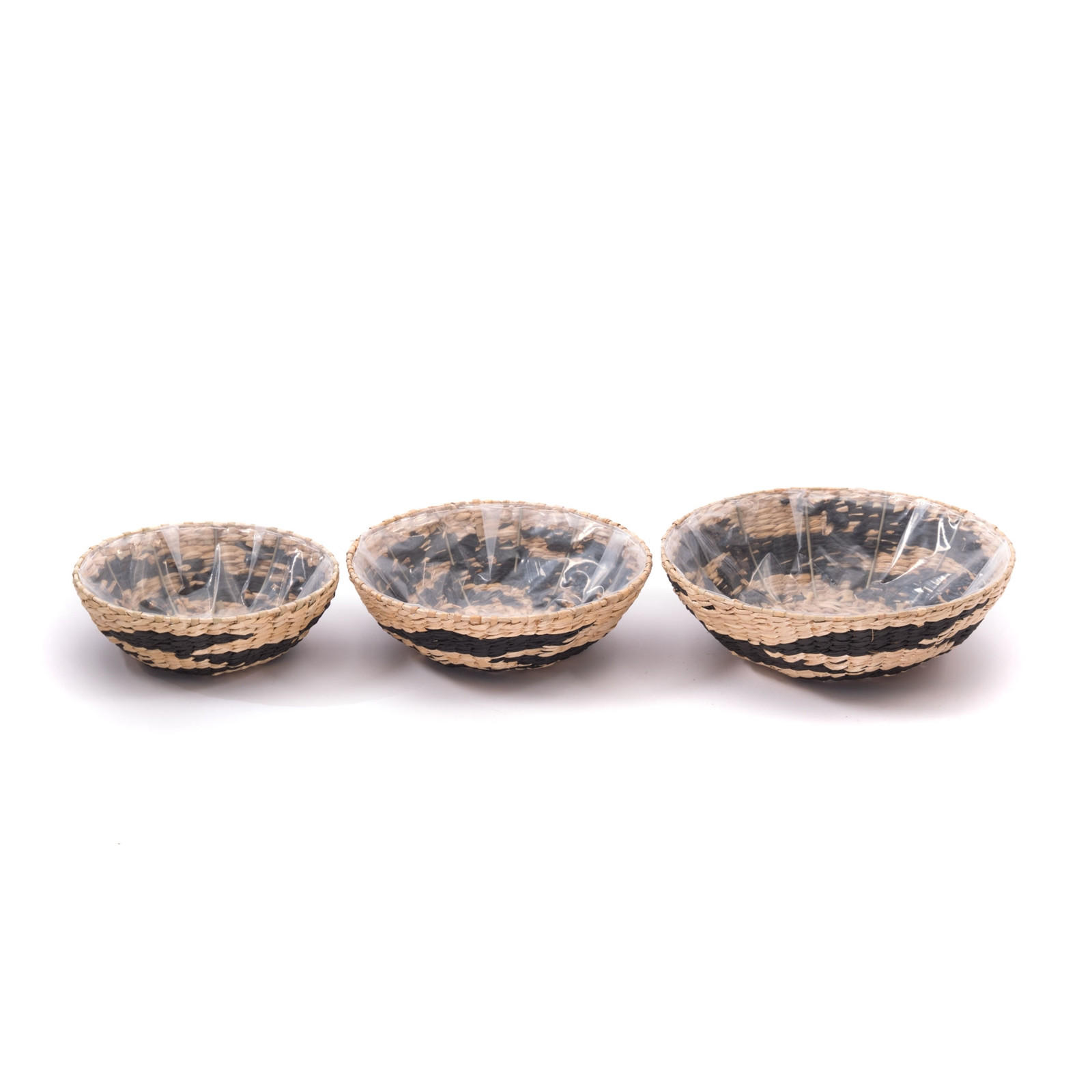 KORB-SET Liva 3-teilig verschiedene Größen, wasserdicht natur-schwarz - Silberfarben, Naturmaterialien (12cm) - CREEDWOOD