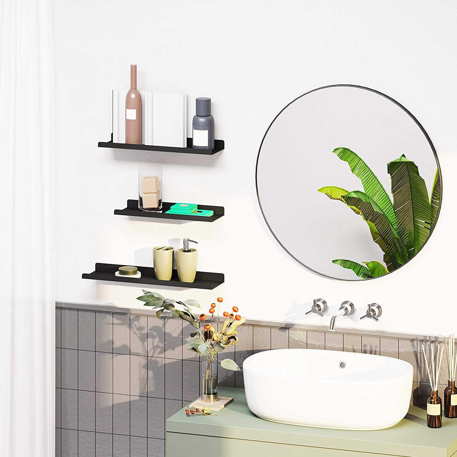 WANDREGAL SCHWEBEREGAL 3ER-SET - Schwarz, Metall (9/3/30cm) - Hansiro