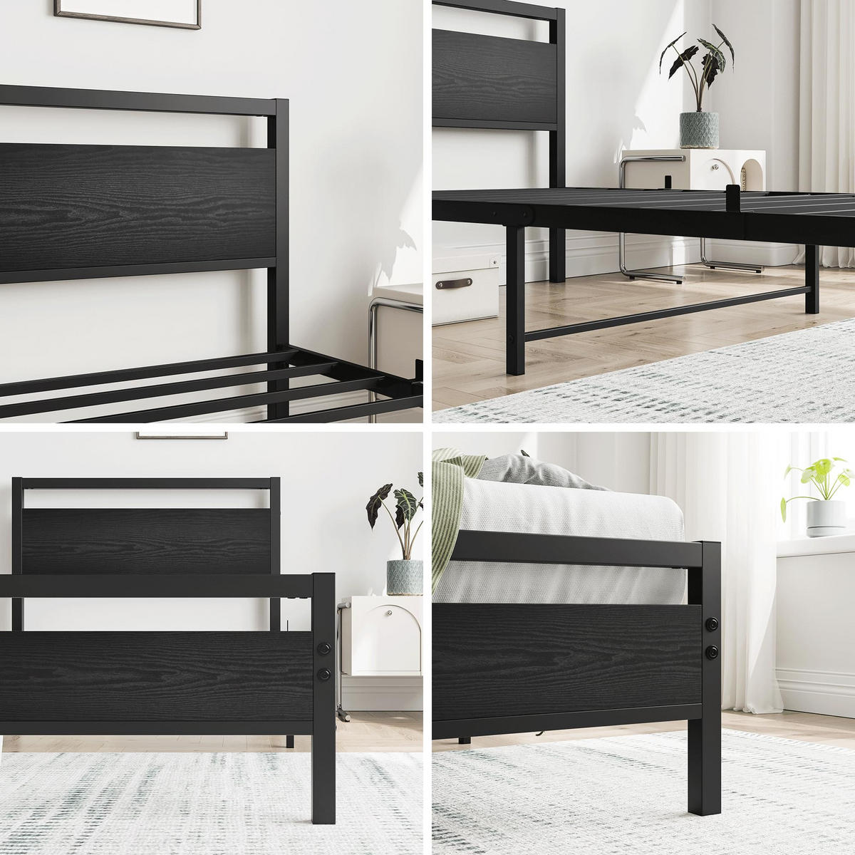 METALLBETT 90/200 cm DE-33024 mit Lattenrost und Stauraum Schwarz - Schwarz, Metall (90/200cm) - ComfortXL