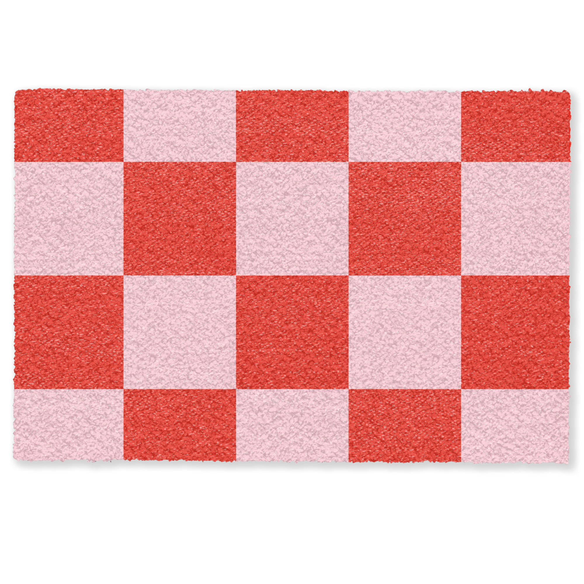 FUSSMATTE Schachbrettmuster - Rot - Rosa - Würfel Türmatte 90x60 cm - Rot, Kunststoff (90/0.4cm) - MuchoWow