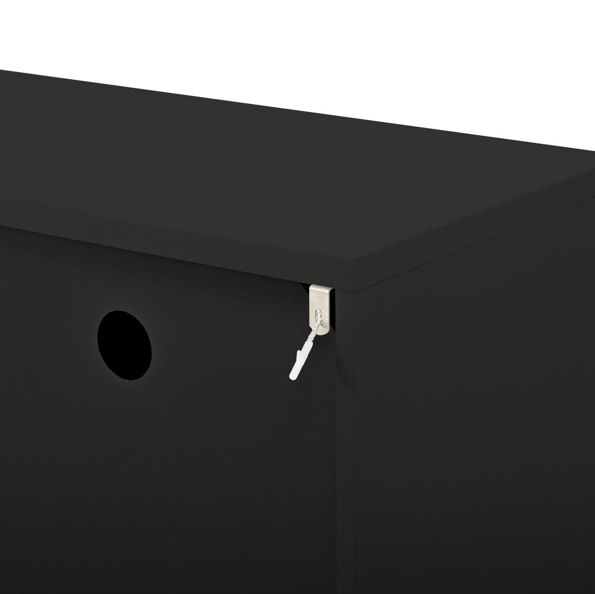 LOWBOARD 170/36/54 cm Schwarz aus MDF mit 4 Türen - Schwarz, Holzwerkstoff (36/54/170cm) - OKMYHOME