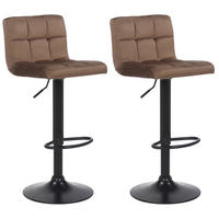 BARHOCKER 2er Set Fenai Samt braun - Schwarz/Braun, Textil/Metall (40/106/40cm) - TPFLiving