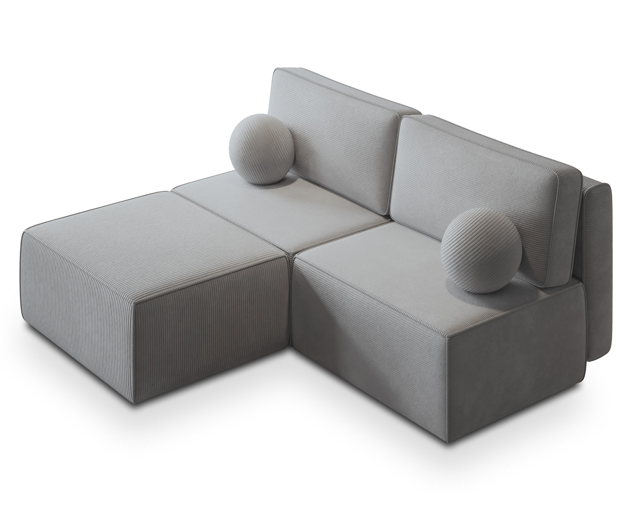 ROHOVÁ SEDAČKA VARNA světle šedá - šedá/světle šedá, dřevo/textil (196/158cm) - MASSENO