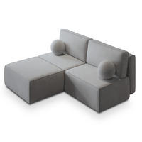 ROHOVÁ SEDAČKA VARNA světle šedá - šedá/světle šedá, dřevo/textil (196/158cm) - MASSENO