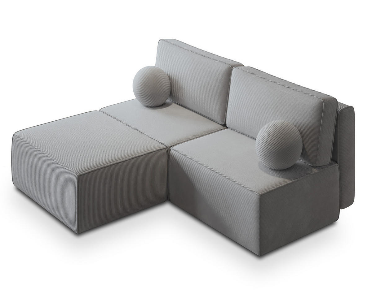 ROHOVÁ SEDAČKA VARNA světle šedá - šedá/světle šedá, dřevo/textil (196/158cm) - MASSENO