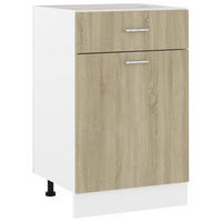 KÜCHENUNTERSCHRANK Lyon mit 1 Tür, 1 Schublade 50/46/81,5 cm aus Holzwerkstoff Sonoma-Eiche Dekor - Grau/Sonoma Eiche, Holz/Metall (50/81.5/46cm) - vidaXL