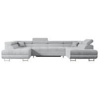 WOHNLANDSCHAFT mit Schlaffunktion und Bettkasten GUSA-U 342x202x107 cm Grau Cord - Silberfarben/Grau, Holzwerkstoff/Textil (342/107/202cm) - ALTDECOR