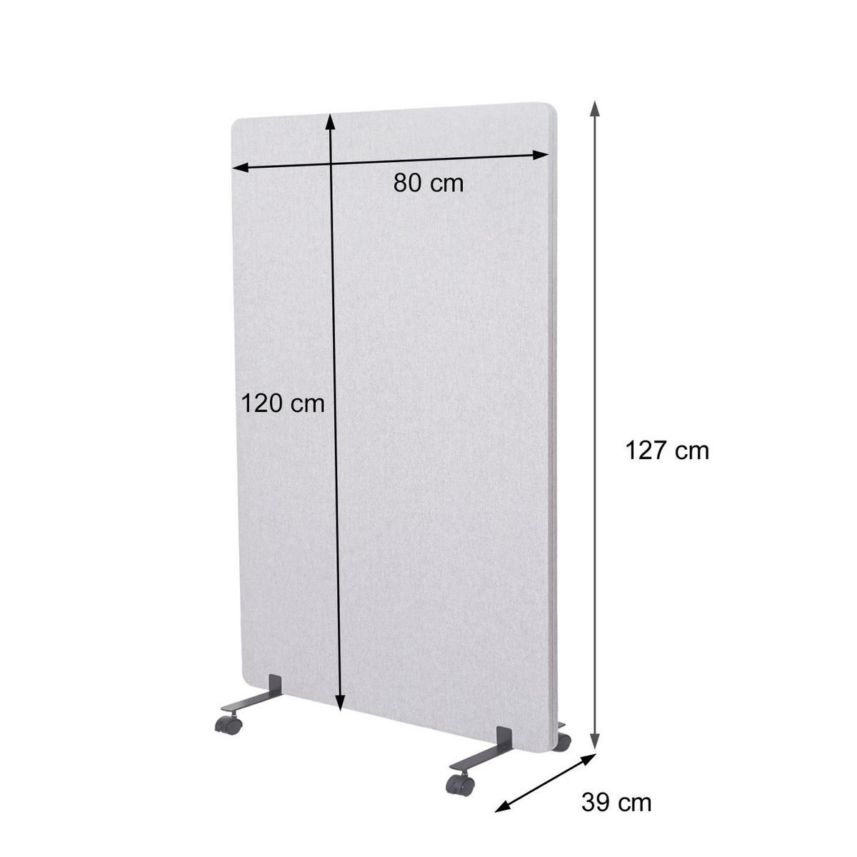 AKKUSTIK-TRENNWAND HxBxT 127x80x39cm doppelwandig rollbar Stoff Braun-Grau - Graubraun, Textil (39/80/127cm) - PROREGAL