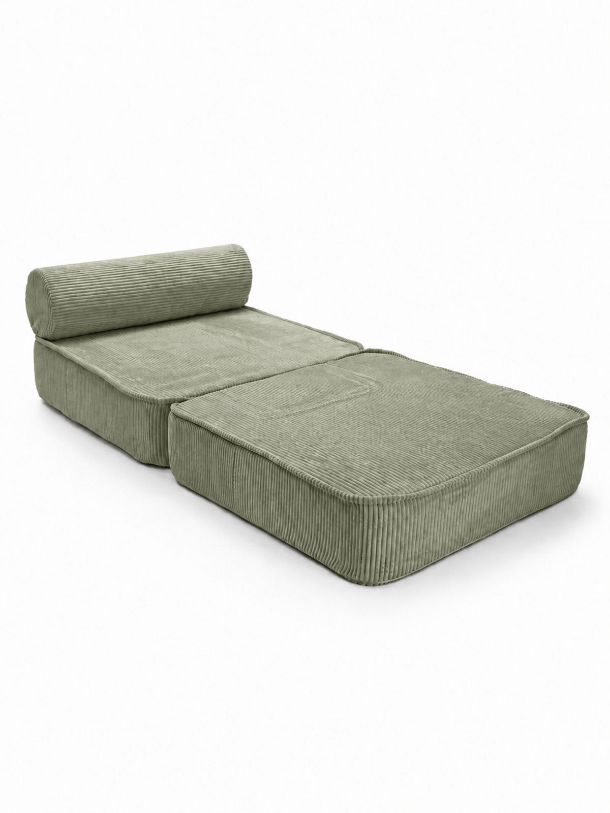 SCHLAFSESSEL ausklappbar, modularer Bodensessel mit Rückenrolle in Olivgrün - Olivgrün, Textil (80/62/95cm) - SURB