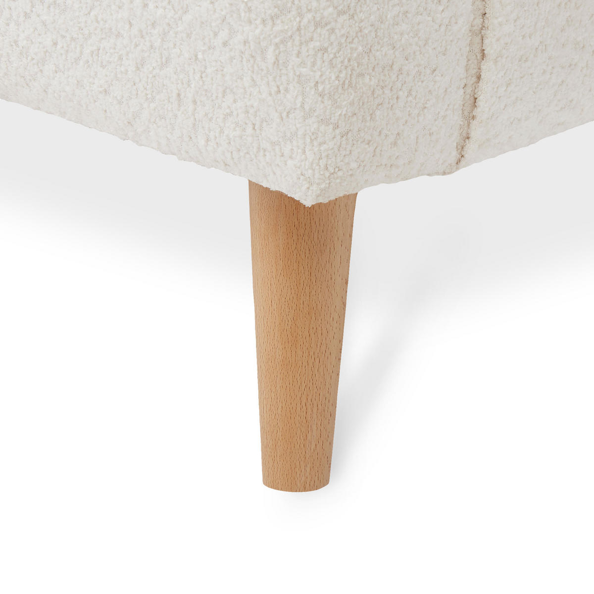 3-SITZER-SOFA Maja Skandinavisches mit weißer Bouclé - Weiß/Akaziefarben, Holz/Holzwerkstoff (225/86/80cm) - Sicaan