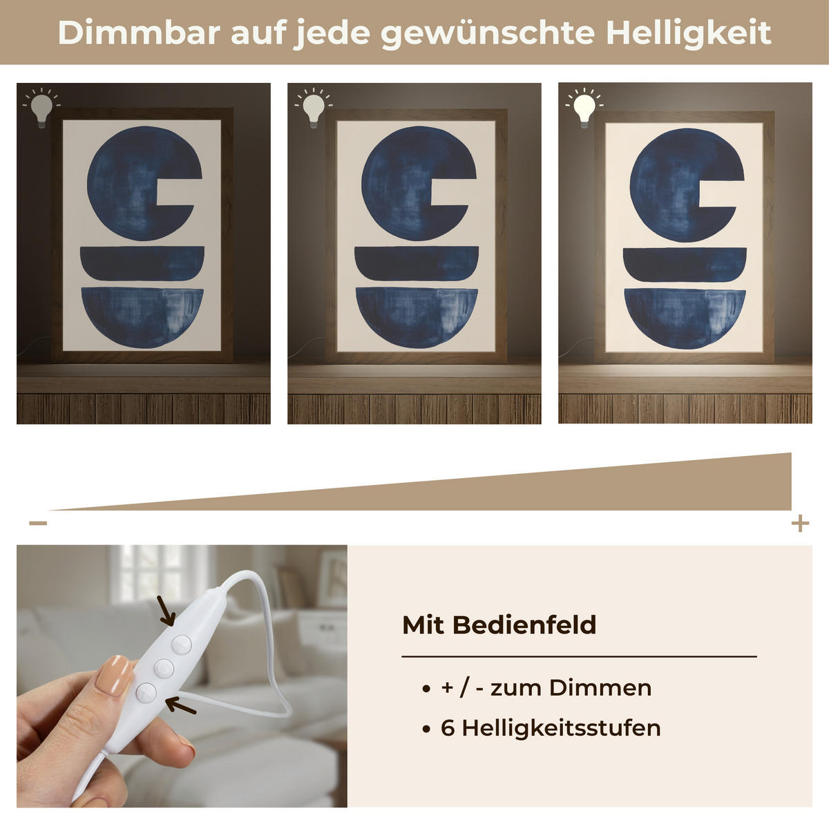 WANDLEUCHTE Formen - Blau - Abstrakt 20x30 cm - Dunkelblau, Holzwerkstoff (20/30/8cm) - OnlyWow