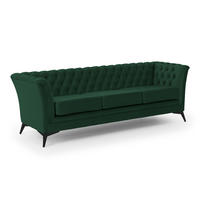 CHESTERFIELD-SOFA 3-sitzer Whitby Flaschengrün Samt mit schwarzen Füßen - Dunkelgrün/Schwarz, Holz/Textil (237/78/82cm) - S-Style Möbel