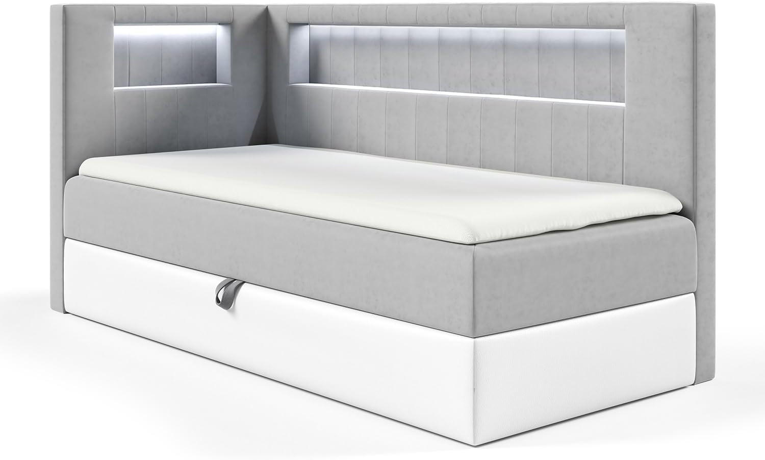 KINDERBETT GARETH 3 - Weiß/Grau, Holzwerkstoff (103/212cm) - Meblini