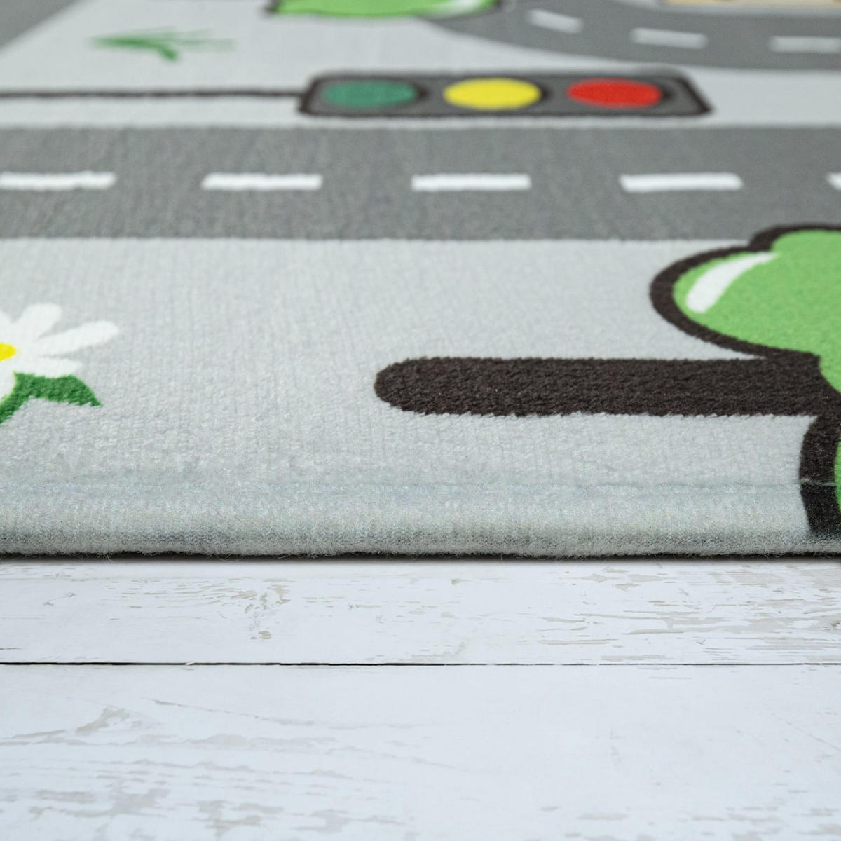KINDERTEPPICH Waschbar, mit Straßen-Motiv, Grau, 155 x 230 cm - Grau, Textil (155/230cm) - KADIMA DESIGN