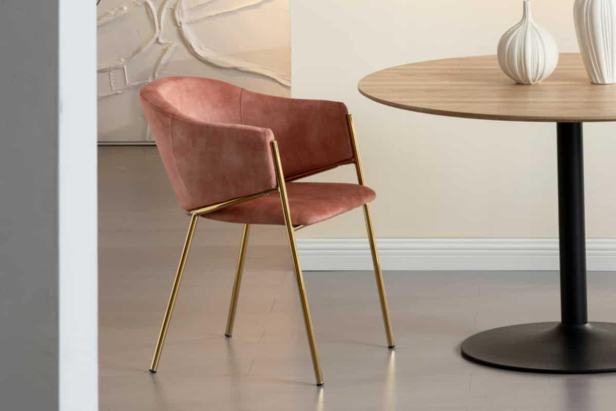 STUHL NOBLESSE Samt Rosé 80 cm - Goldfarben/Rosa, Textil/Metall (52/77/60cm) - riess-ambiente