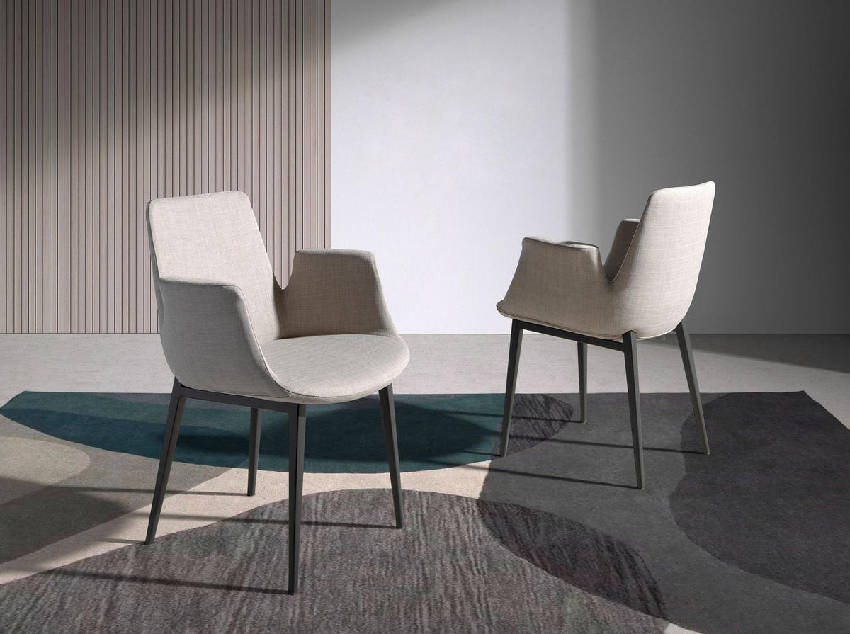 STUHL Grauer Stoffstuhl 59/58/82 cm - Schwarz/Grau, Textil/Metall (59/82/58cm) - ANGEL CERDA