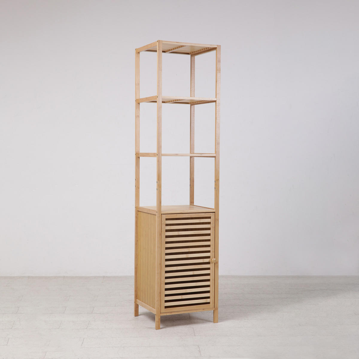 BADREGAL Bambus L mit Tür Natur - Beige, Holz (41/165/36cm) - SVITA