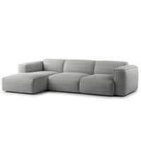 3-SITZER ECKSOFA mit Longchair - Schwarz/Grau, Kunststoff/Textil (284/173cm) - home24