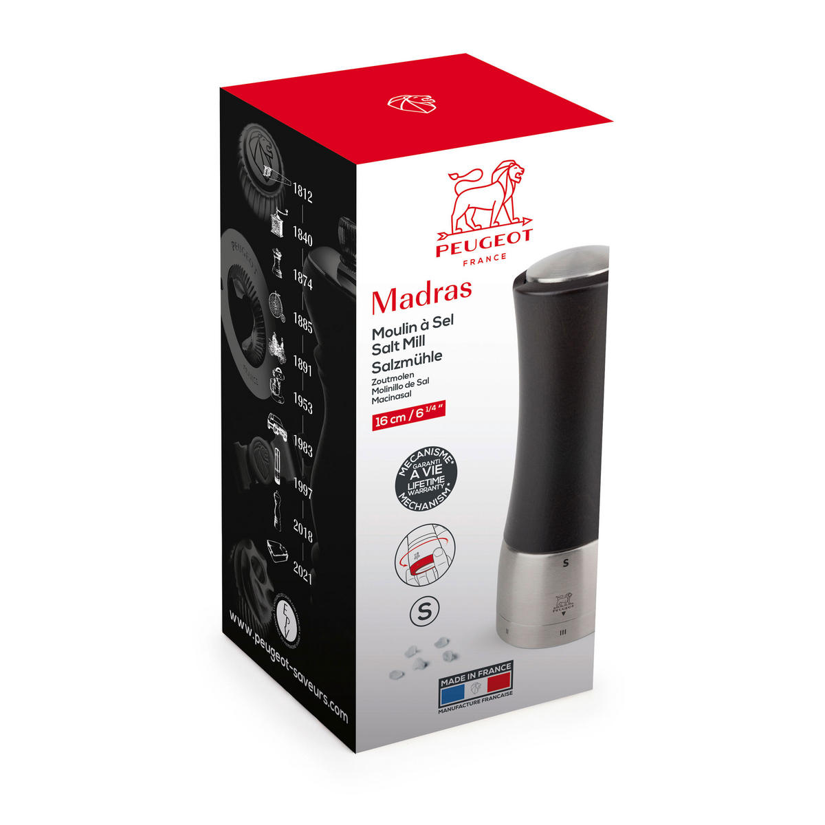 SALZMÜHLE Madras uSelect 16cm Buchenholz Schokolade Stahlmahlwerk - Braun, Holz (6.1/16/6.1cm) - PEUGEOT