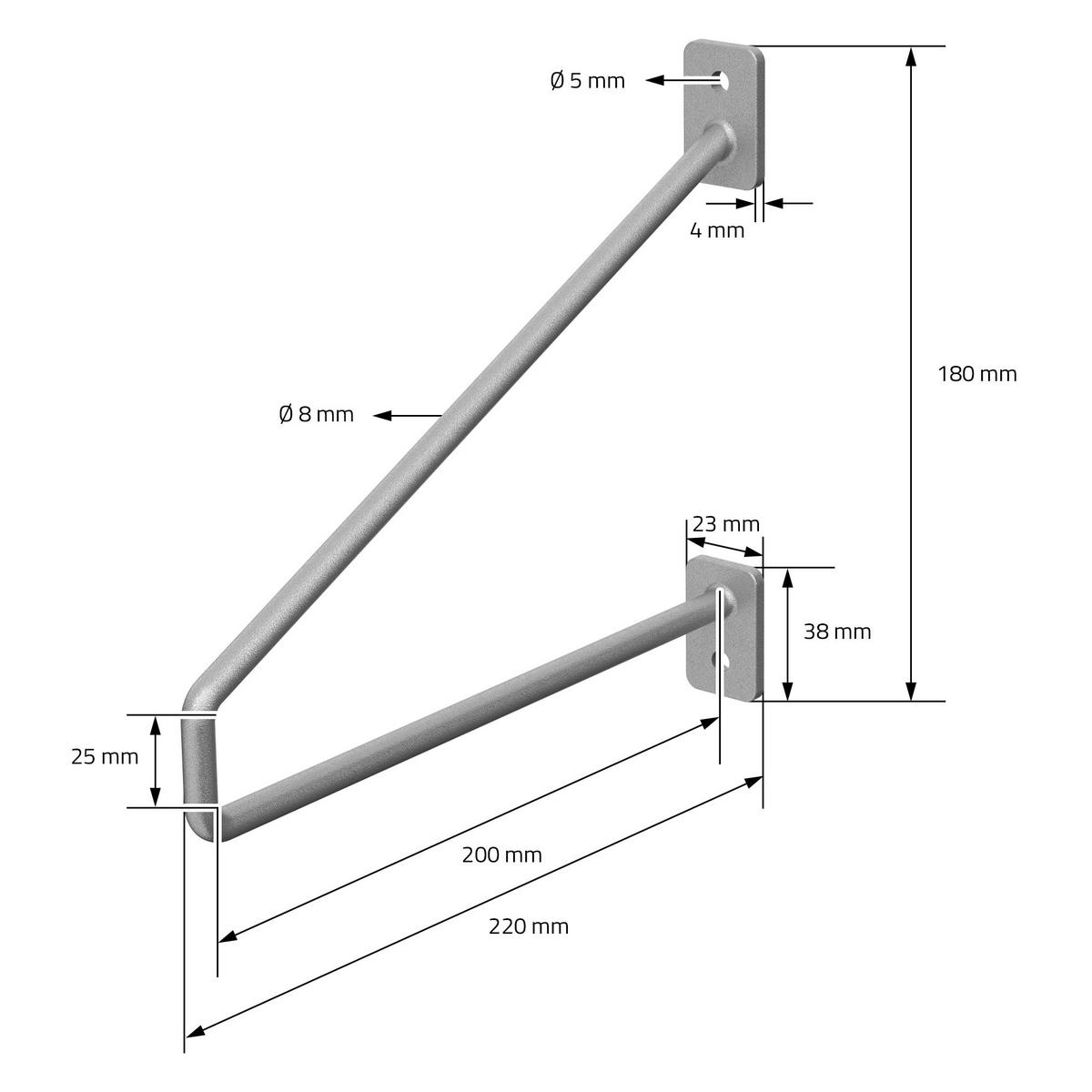 REGALHALTERUNG 2er Set 220mm Silber - Silberfarben, Metall (18/2.3/22cm) - ML-DESIGN