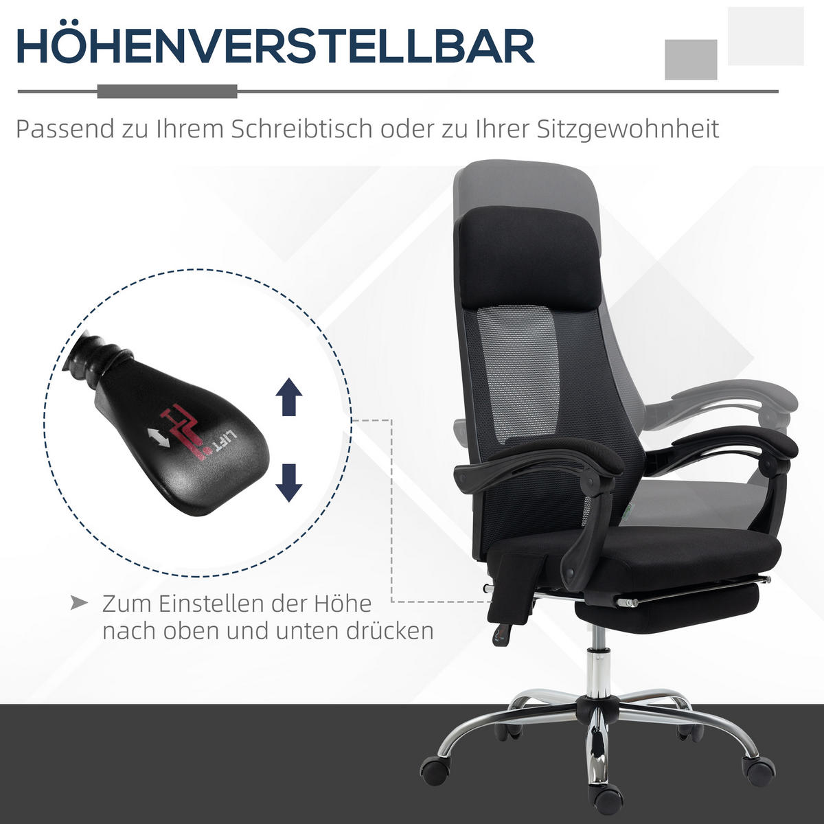 BÜROSTUHL mit Massagefunktion, Schwarz - Schwarz, Kunststoff (57/123/60cm) - Vinsetto