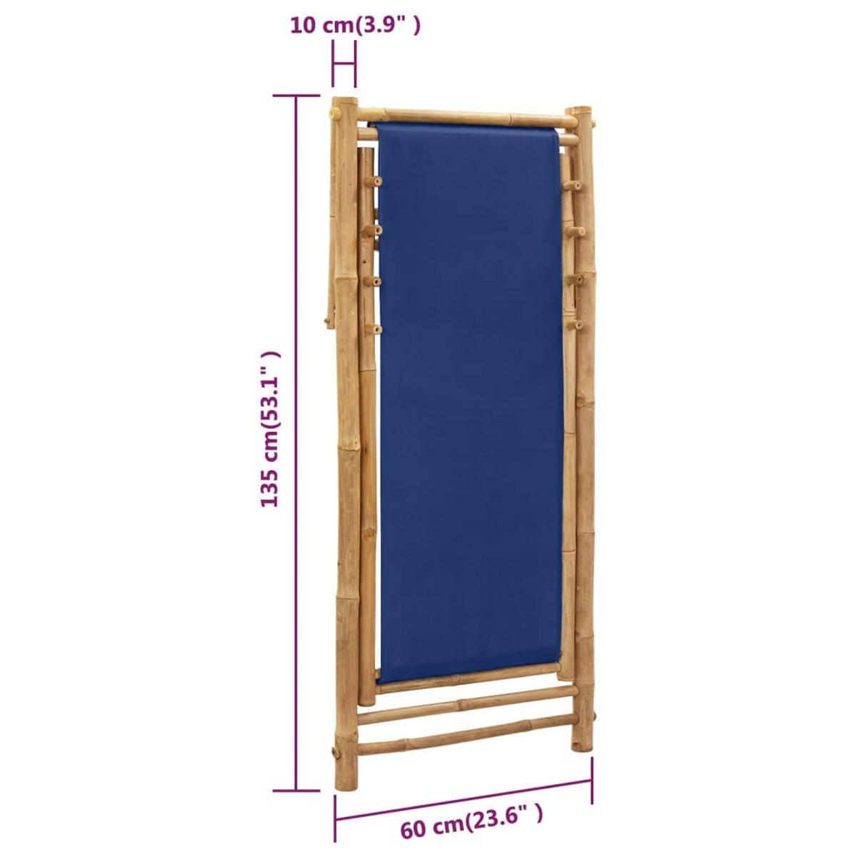 LIEGESTUHL Bambus Und Canvas Marineblau - Blau, Textil (60/93/123cm) - vidaXL