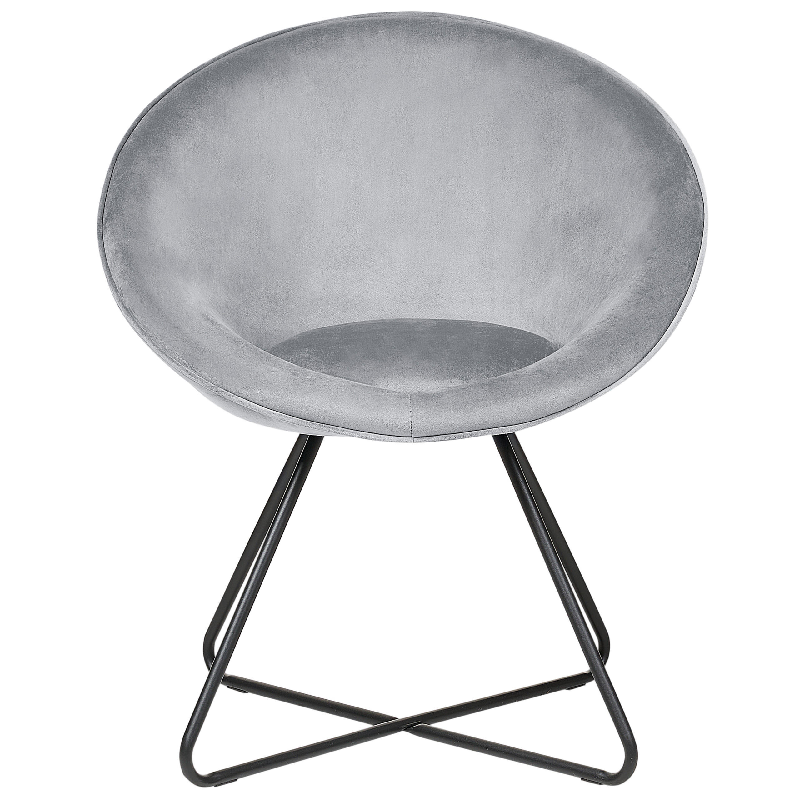 SESSEL Samtstoff hellgrau/schwarz rund Floby II - Schwarz/Grau, Textil (69/80/58cm) - Beliani