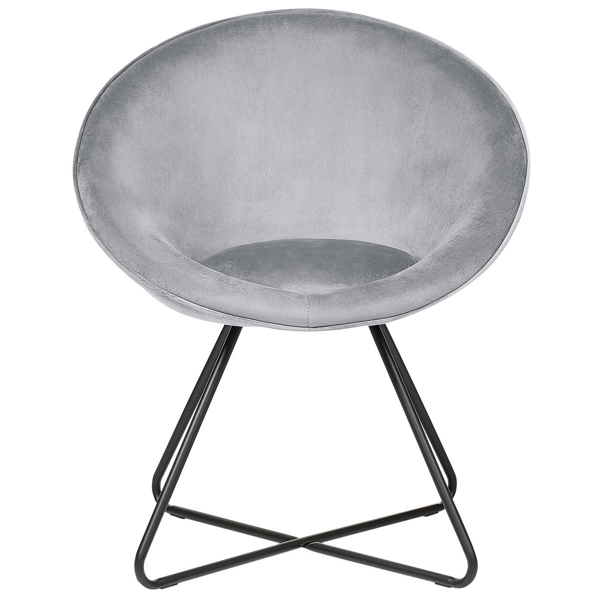 SESSEL Samtstoff hellgrau/schwarz rund Floby II - Schwarz/Grau, Textil (69/80/58cm) - Beliani