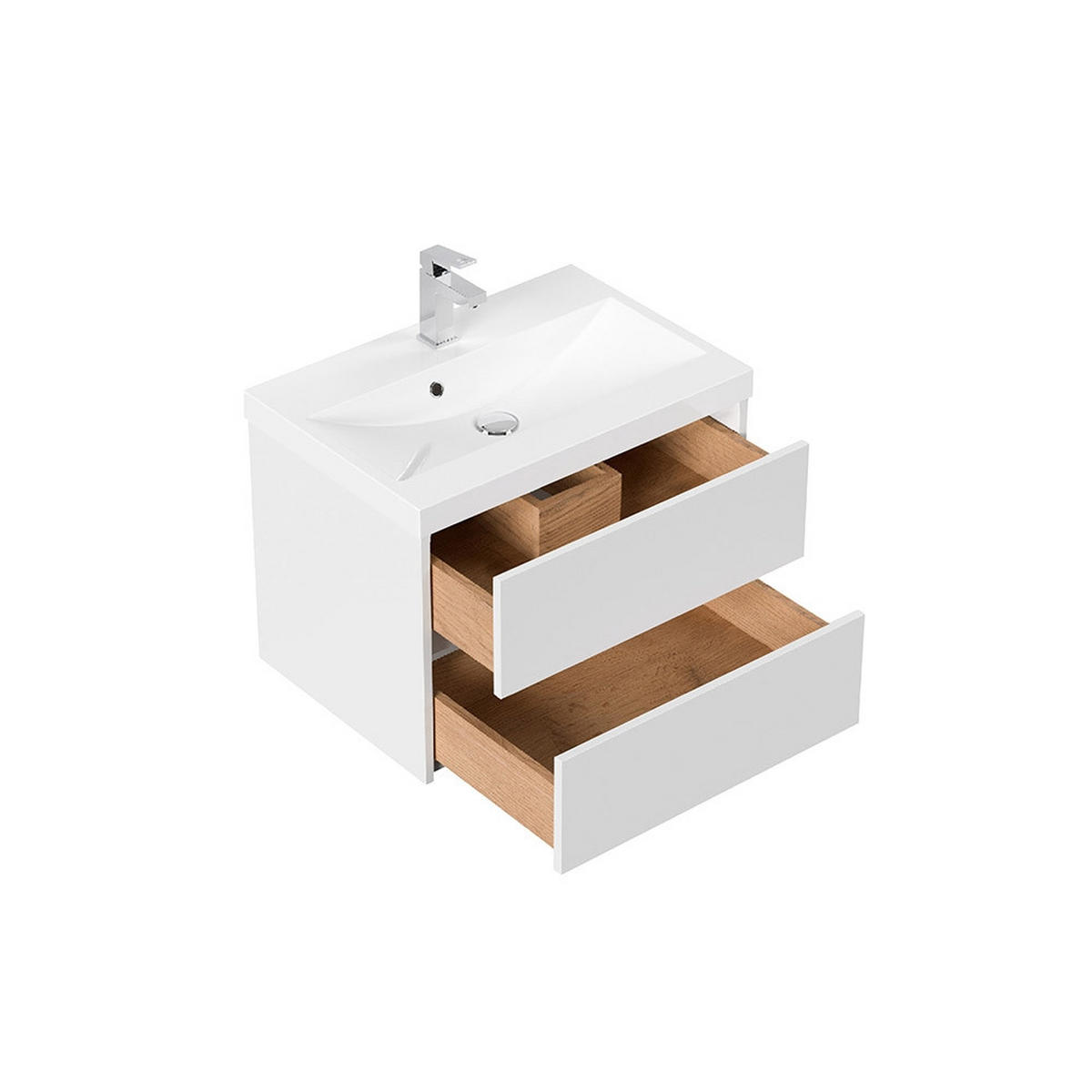 BADMÖBELSET WANGEROOGE DELUXE S - Weiß, S - Weiß, Holz/Keramik (60/48/41cm) - Home Deluxe