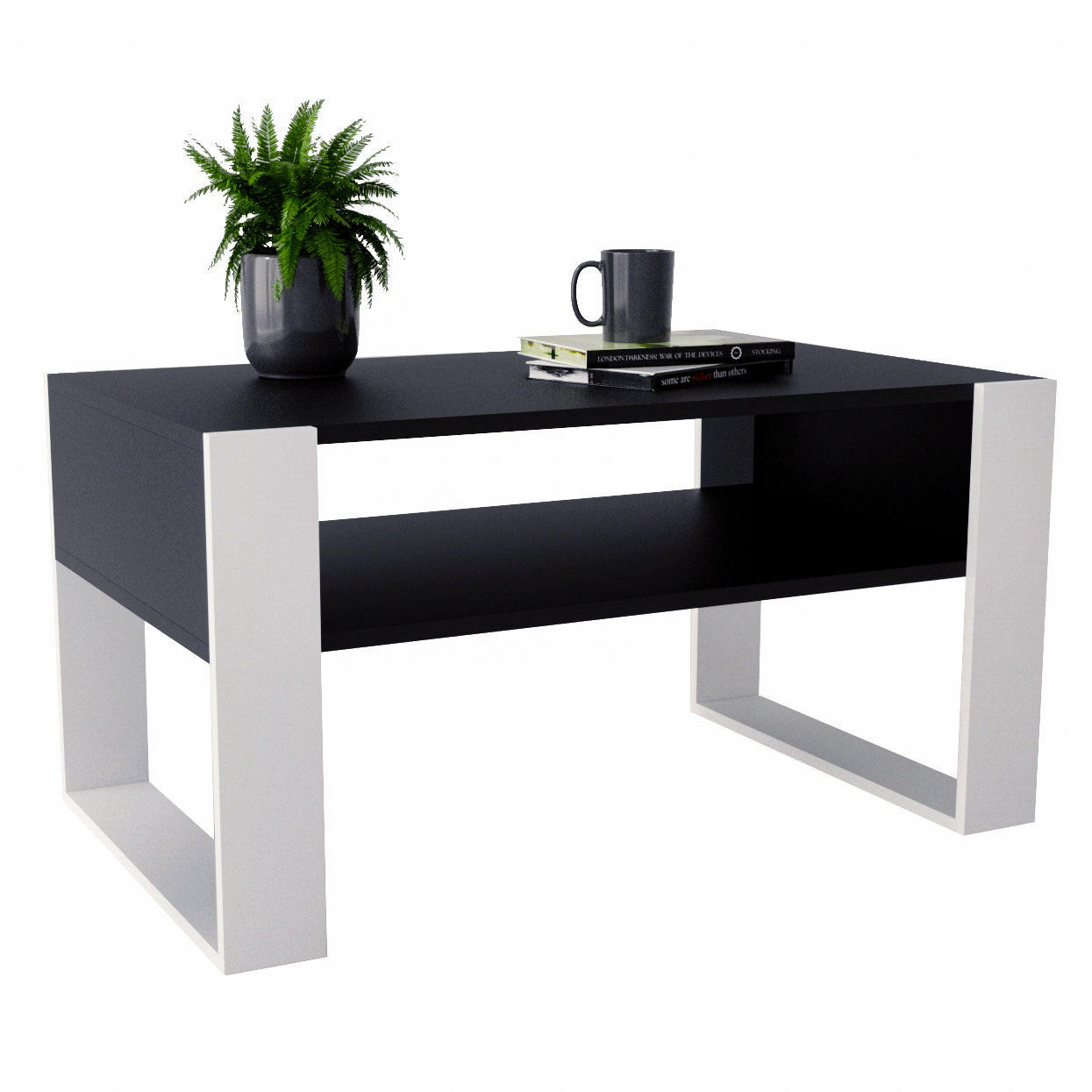 COUCHTISCH KARO 92 - Schwarz/Weiß, Holz (53.6/92/45cm) - Mat-Haus